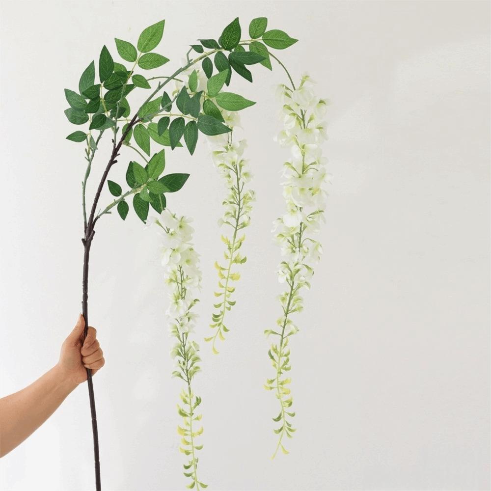 Реалистичная длинная ветка искусственный цветок 180 см Подвесной декор Гирлянда из глицинии 3 ветки Подвесная глициния Садовая белый