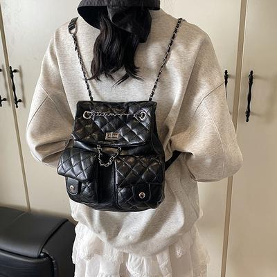 Backpack Women's Backpack Women's New Fashion Design Sense Travel Lightweight Chain School Bag