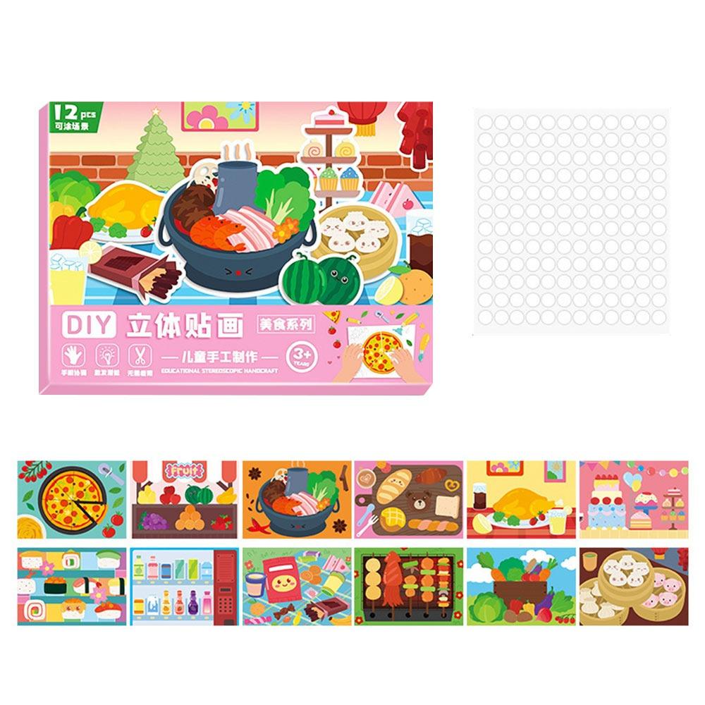 Multicolor DIY 3D Paper Sticker Enlightenment Craft Sticker Decals  For Kids