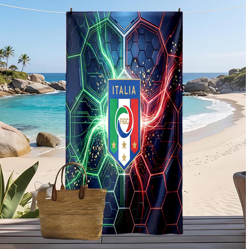 Italy Football Print Beach Towel Quick Dry Super Absorbent Soft Bath Towel for Swimming Beach Travel Fan Souvenir Gift