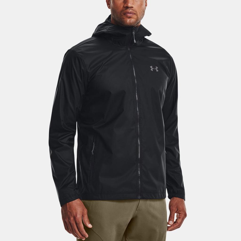 Under Armour Logo Print Zip-Up Hooded Long-Sleeve Jacket Men Jacket Black 1321439-002