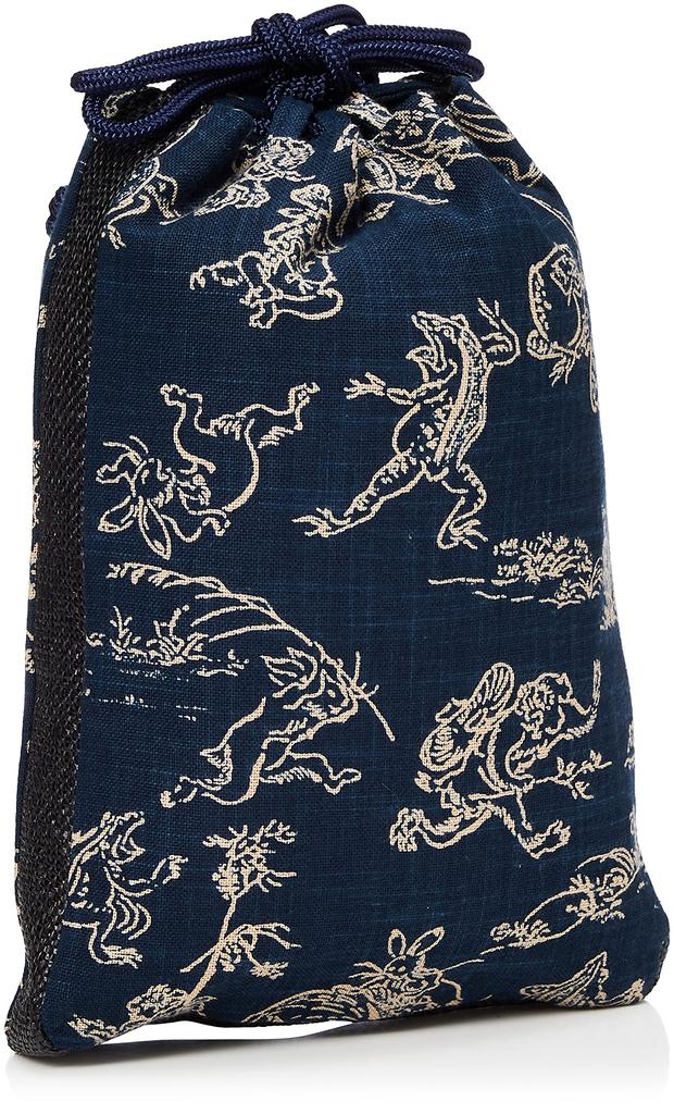 Maruzen Gusseted Shingen Choju Jinbutsu 20 x 4 x Drawstring Bag Bag, Giga/Navy, 28cm,