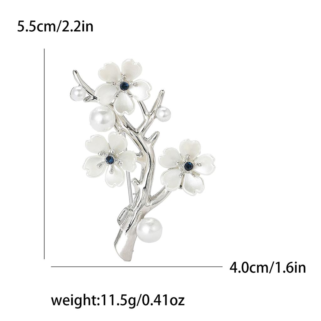 Japan And Korea Fresh Alloy Pearl Three Plum Blossom Brooch Temperament Simple Women'S Clothing Brooch Jewelry Pin