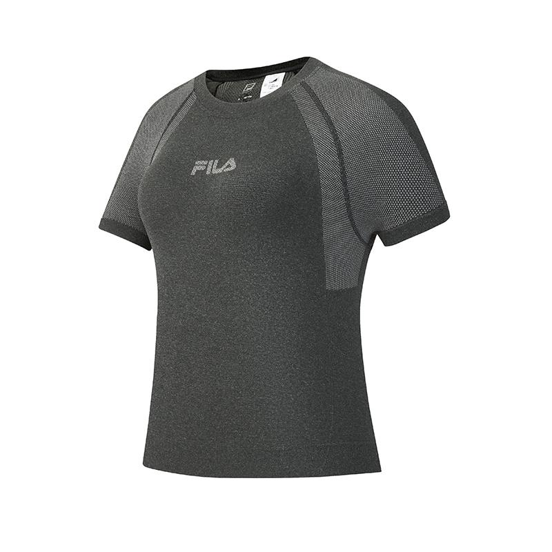 FILA Fitness Fashion Classic Simple Personality Trendy Sports Training Versatile Comfortable Woven Slim Short Sleeve T-Shirt Women Tops A51W621101FBK S