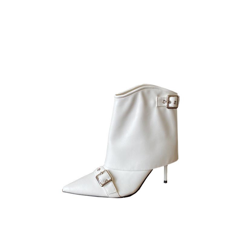 2025 autumn and winter new European and American pointed head thin heel high heel temperament French fashion sexy beautiful women short boots