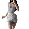 Ladies' Sexy Lingerie Sexy and Stimulating Hollowed Out Perspective No Take Off Cute Maid Uniform Role-playing Suspender Dress
