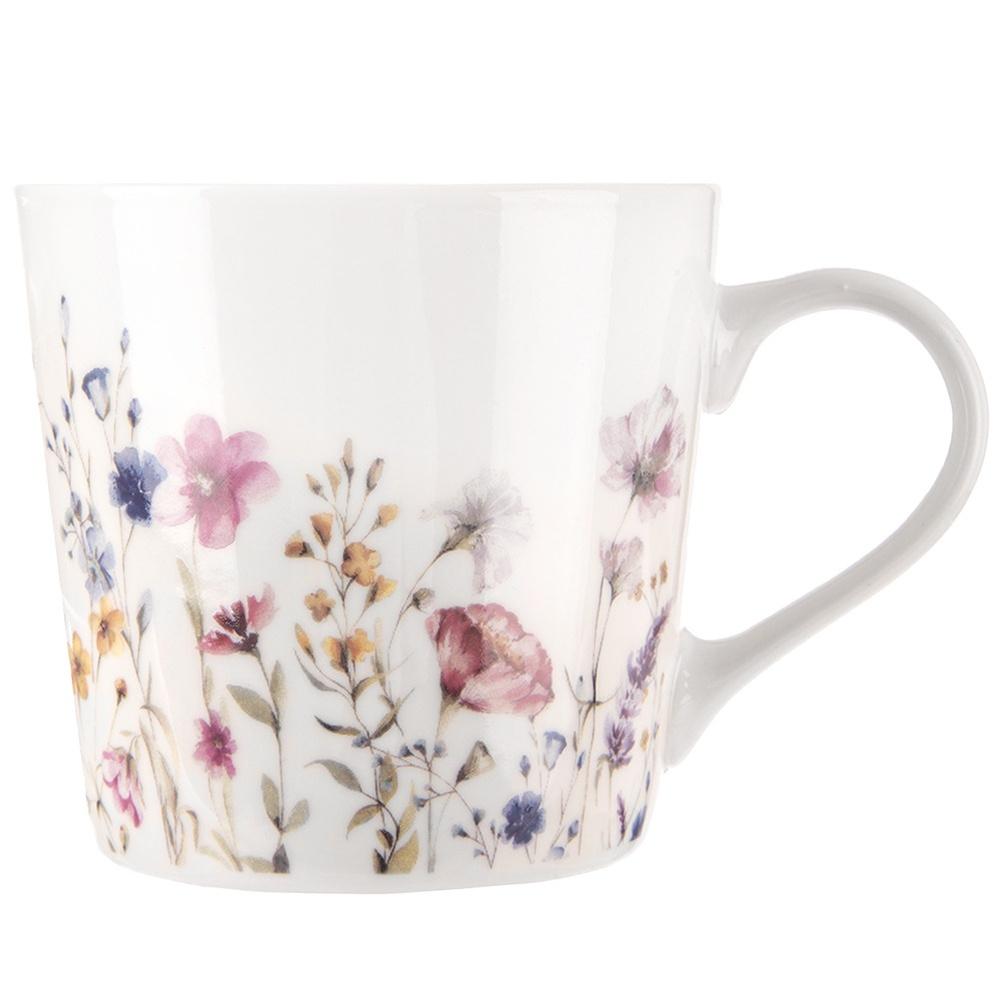 Kubek Porcelanowy do Picia Kawy Herbaty Ziół Napojów Kwiaty Kwiatki 430 ml