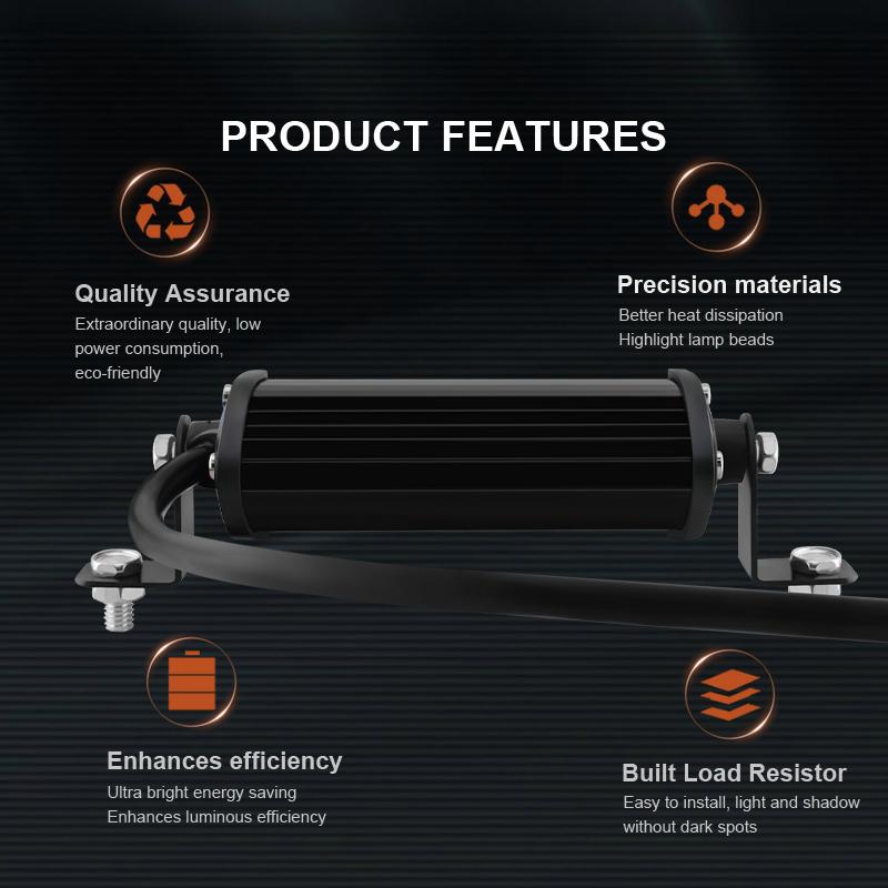 Single Row White Spot 3inch 9W Led Work Lamp Bar Bar Light For 4x4 OffRoad Light Bar For Trucks Offroad Pickup Atv Utv