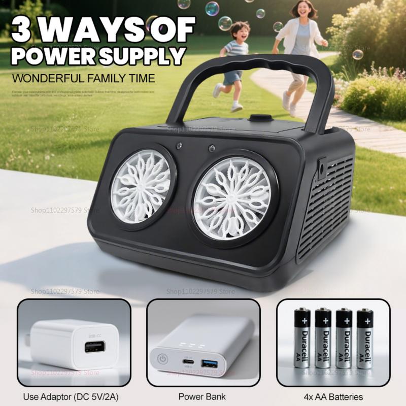 Automatic Bubble Machine with 2 Fans 50000+ Bubbles Per Minute Kids Portable Bubble Maker No Bubble Water for Party Outdoor Play