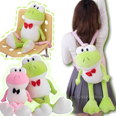 Sac à dos Poupée en Peluche Grenouille Gentleman Dessin Animé Créatif Vert Rose Cravate Peluche Grenouille Jouet Oreiller Super Doux Cadeau Pour Garçons et Filles