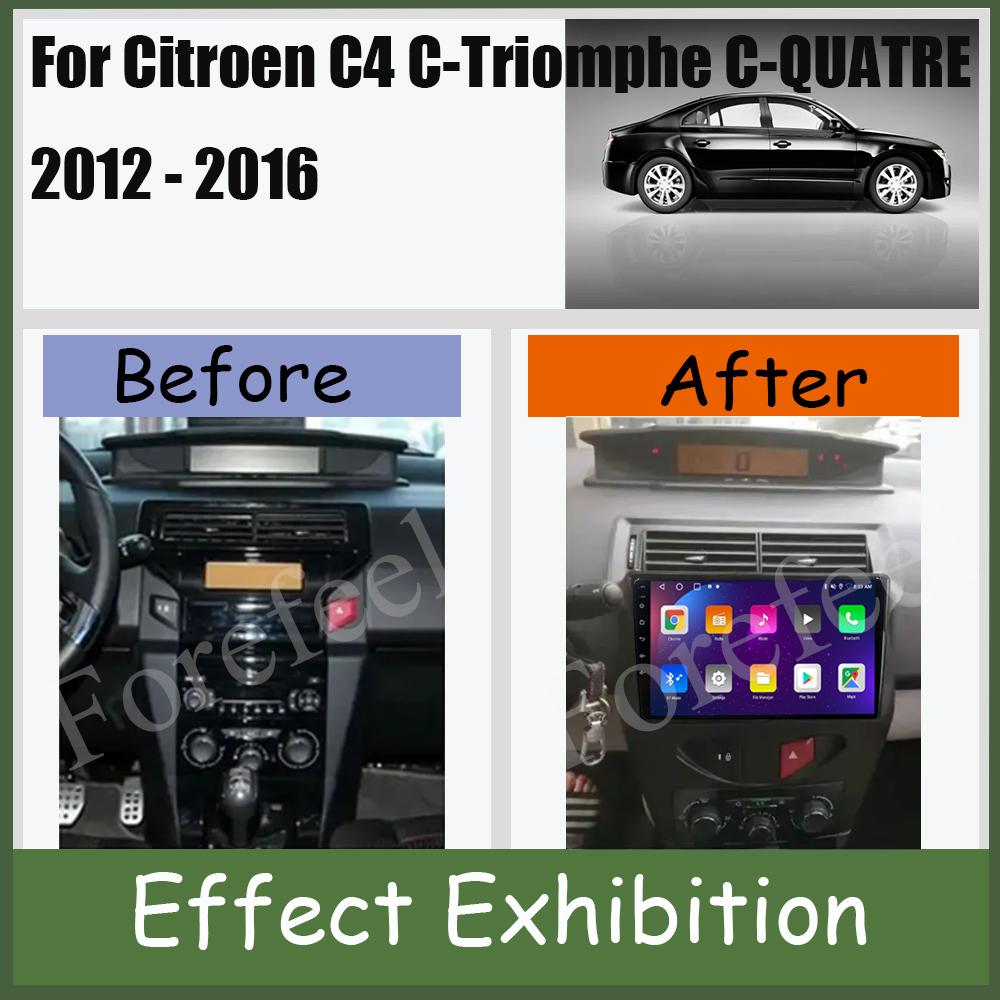 Android 14 For Citroen C4 C-Triomphe C-QUATRE 2012 - 2016 Car Radio Multimedia Video Player GPS Navigation Bluetooth Audio QLED