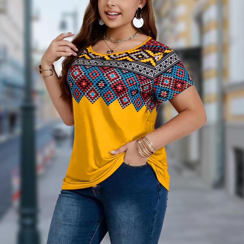 Women Summer T Shirt  Print Retro Fashion Short Sleeve Tees Casual   Printed  Tops