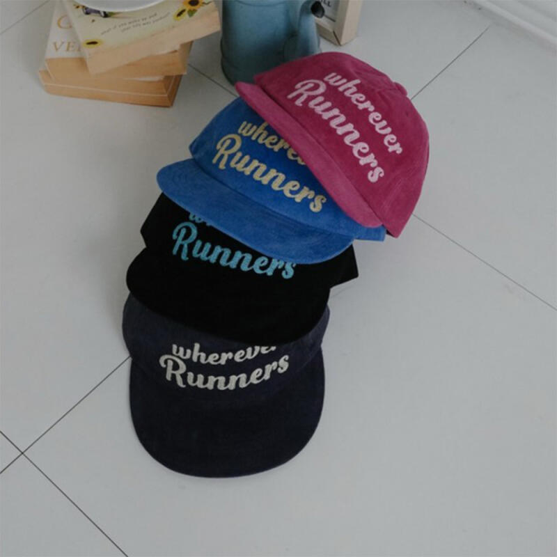 Women s Cursive Camp Cap Flat Brim Golden Hat C8465_Pink