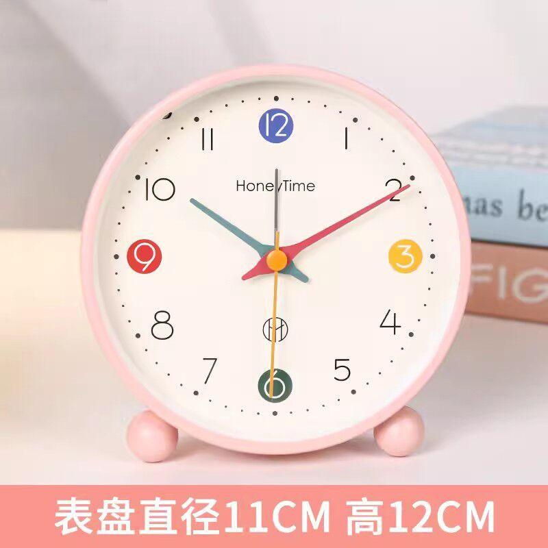 Creative Morandi Colorful Desktop Alarm Clock Students Wake Up Bedroom Decorative Clock Quartz Silent Watch Decorative Ornaments