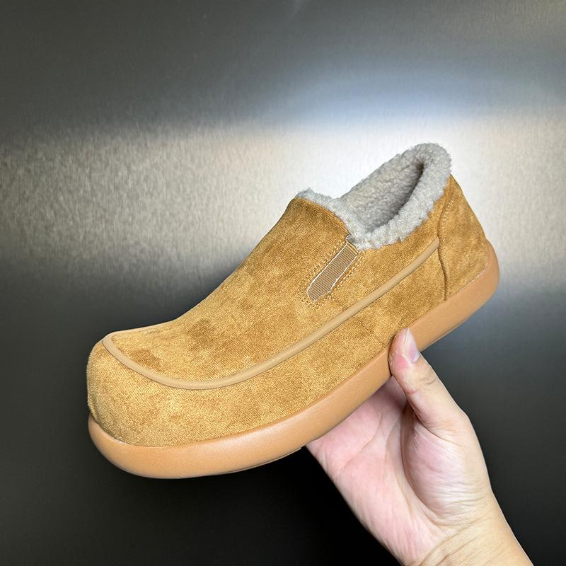 Мужские зимние бархатные ботинки на плоской подошве, лоферы для повседневной носки, туфли-слипоны 64105-B 38