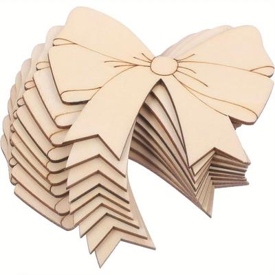 20/40pcs Bow Unfinished Crafts Wood Chip Decorations Suitable For Birthday Wedding Party Desktop Decoration Diy Painting Gifts