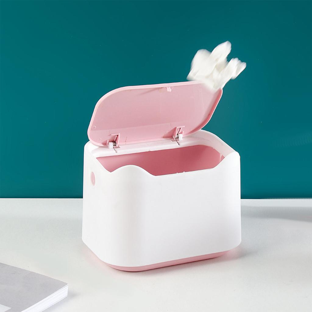 Desktop Trash Can Detachable Portable Small Table Waste Bin with Lid for Bedroom Living Room Office