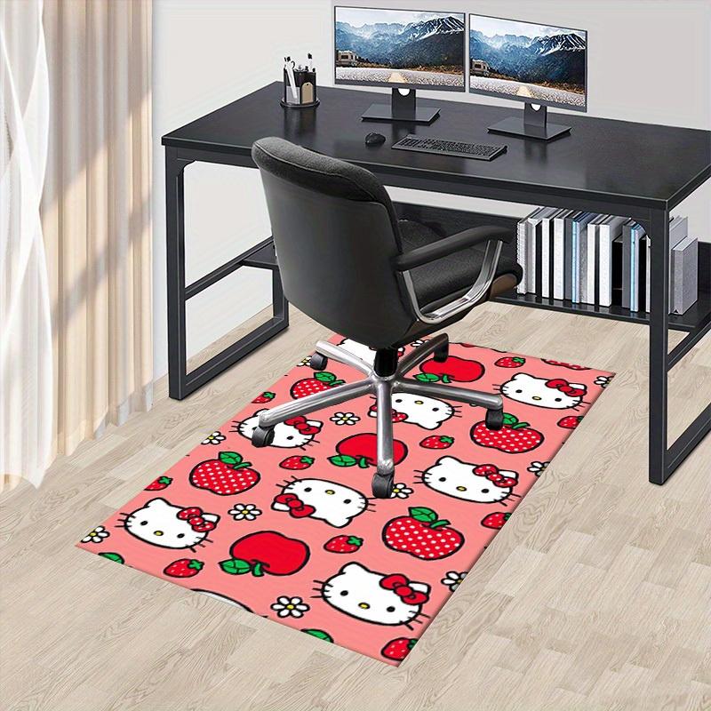 

1pc Hello Kitty Strawberry Apple Floral Pattern Office Desk Mat Under Chair Rug Gift Universal Carpet for Room Decorative Floor Covering Non 60cm by 90cm
