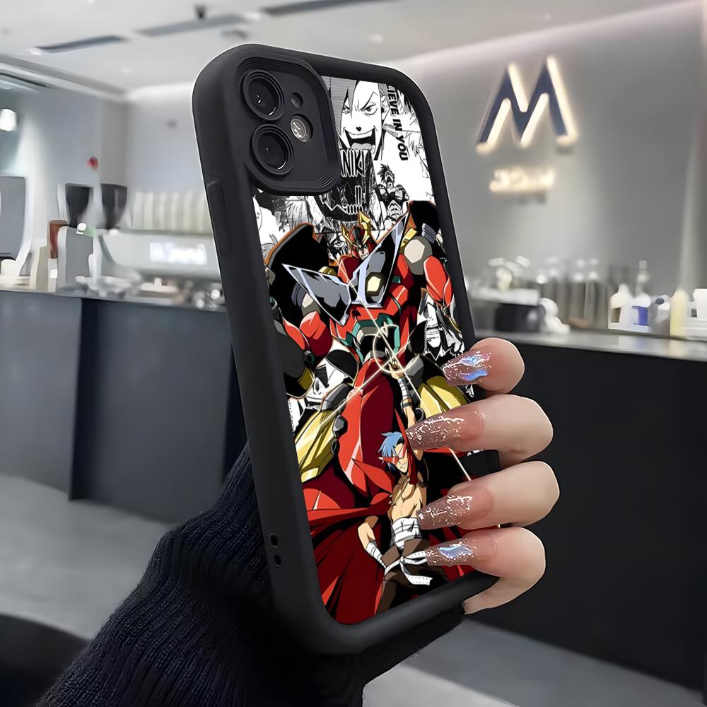 Anime Gurren Lagann Phone Case For IPhone Air 17 Pro Max 16 E 15 14 Pro Max 13 12 11 Mini Plus Soft Silicone Black Cover