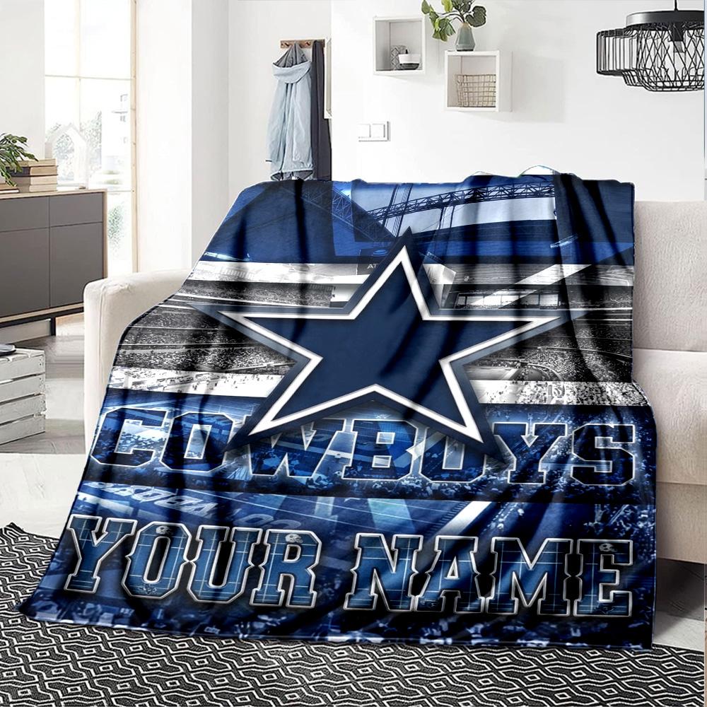 Name Custom Dallas Cowboys Print Flannel Blanket High Quality Warm Comfortable Cover for All Seasons Perfect for Gifts Home Decor