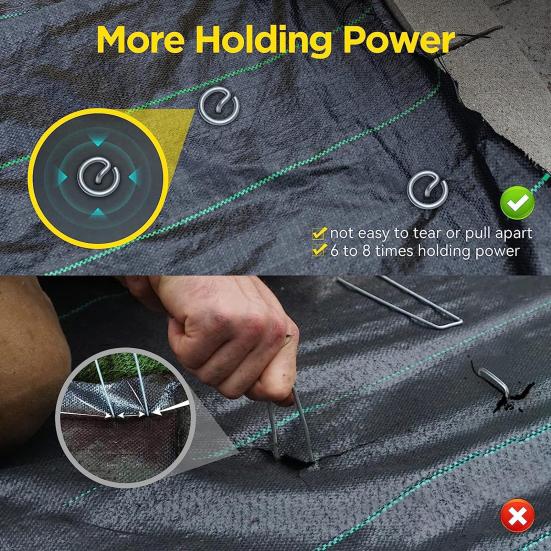 50 Pcs Circle Top Garden Stakes 6 Inch Landscape Fabric Stakes G-shaped Garden Weed Barrier Stakes Pins for Securing Garden Fabric Ground Sheets