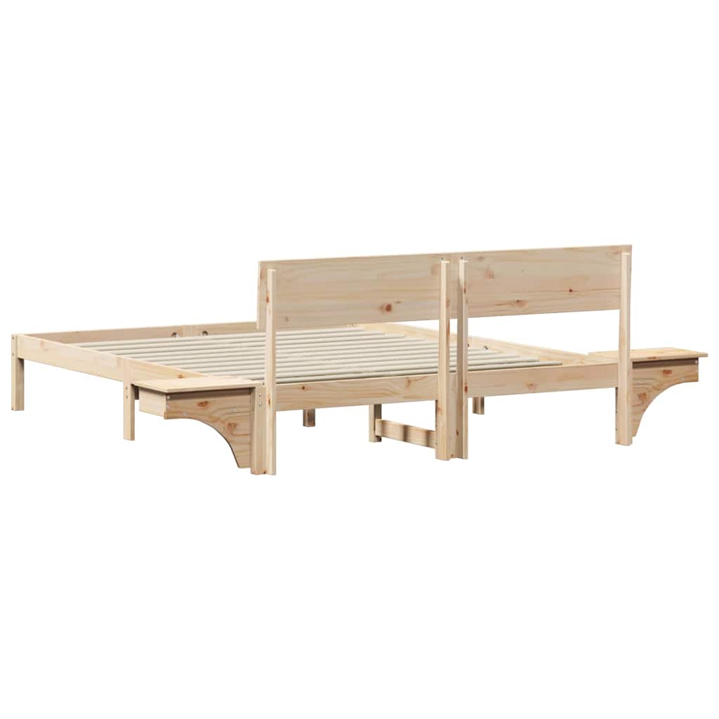 Brown Bed Frame with Headboard 160 x 200 cm Solid Pine Wood