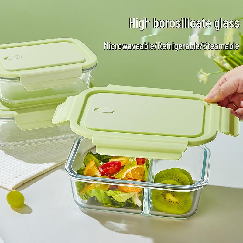 Microwave-Safe Glass Bento Box with Lid - Insulated, Divided Lunch Container for Students and Office Workers