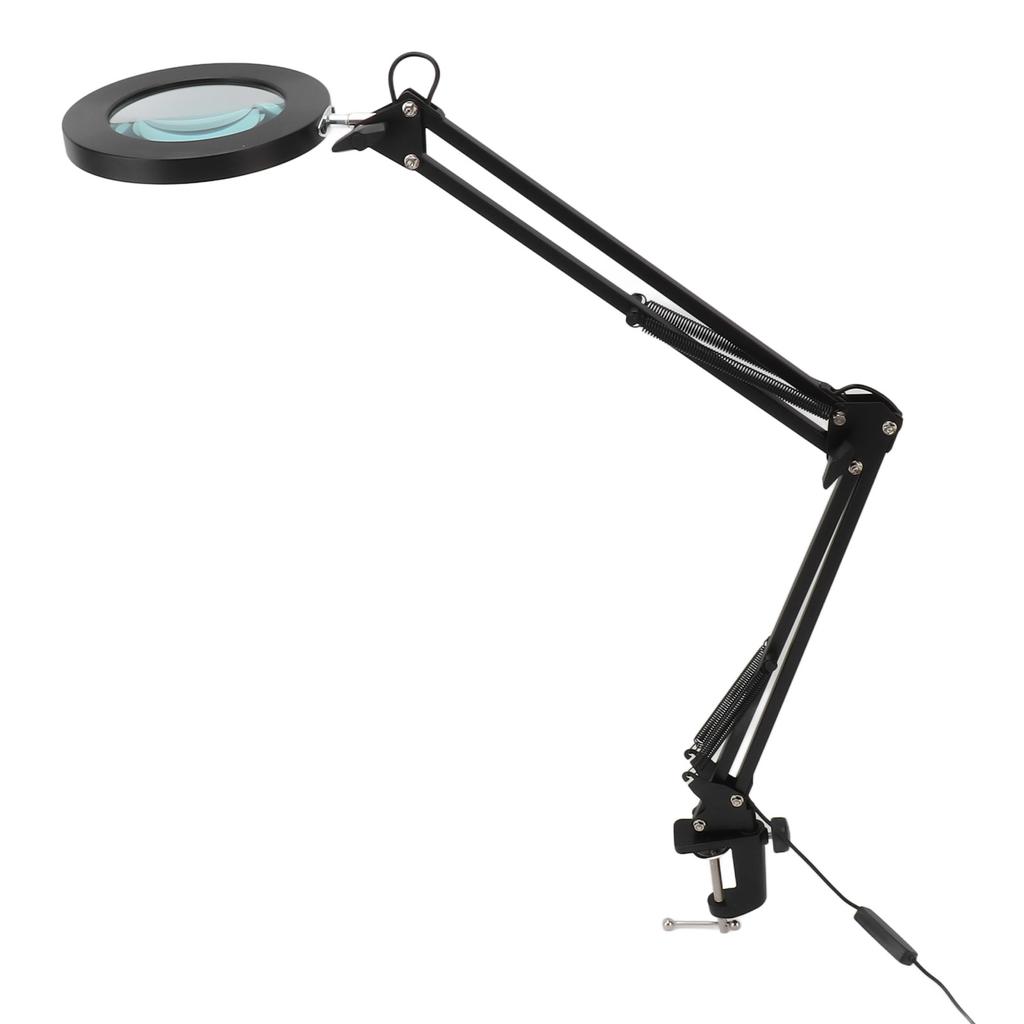 10-fache Lupe mit Licht Vergrößernde Schreibtischlampe mit Klemme 3 Farbmodi Stufenlos dimmbares LED-beleuchtetes Vergrößerungsglas