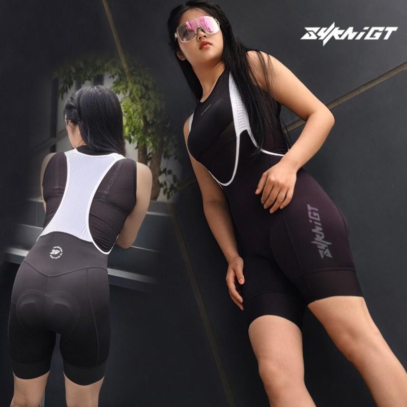 Womens High-Waist Cycling Bib Shorts Breathable Moisture-Wicking Nylon Mountain Road Bike Ride