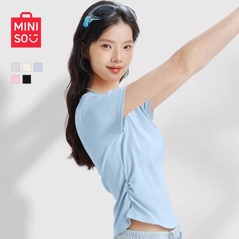 MINISO Women's Slim-Fit Knit Short Sleeve Top