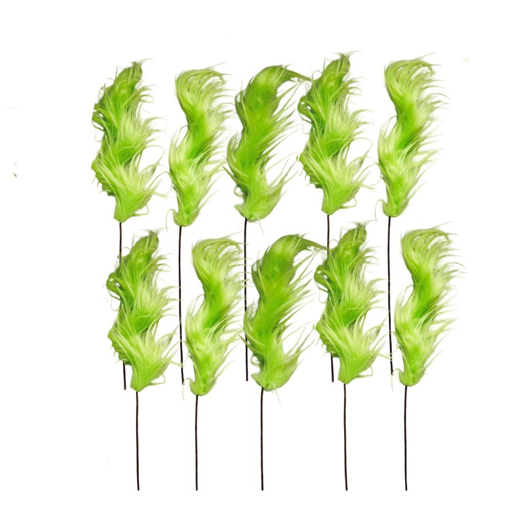 10pcs Artificial Fluffy Green Curling Rod Decoration Simulation Green Plants  Home Indoor Outside
