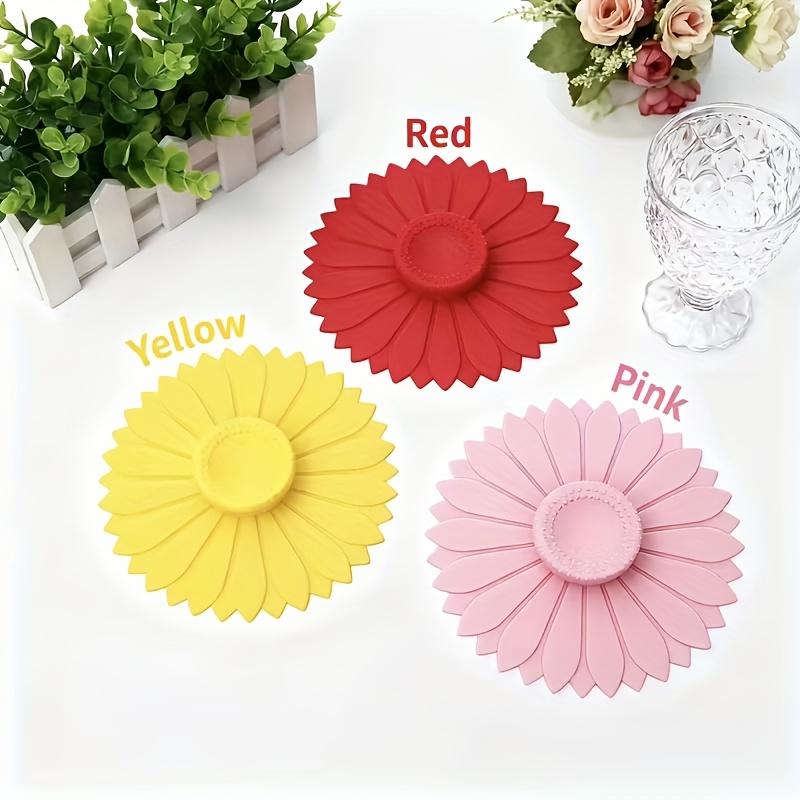 2pcs Sunflower Silicone Cup Lid, Food Grade Dust Proof Reusable Cover for Coffee Tea Mug, Kitchen Accessory