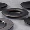 Black Textured Melamine Plates Food Grade Unbreakable Dinner Plates Heat Resistant Salad Dessert Plates Home Kitchen Tableware