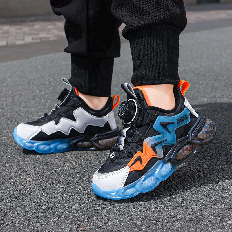 Autumn/Winter Kids Snow Sneakers Kids Short Fluff Sneakers Rotating Button Anti-Slip Sneakers Big Boy Cotton Shoes