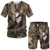 Camo Hunting Animal Tracksuit Camouflage 3D Print Men Fashion Short Sleeve T-Shirts Shorts Sets Streetwear Sportswear Kids Suits