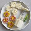 50g 3D Rose Ice Skin Mooncake Mold Set - 1 Mold, 4 Mung Bean Cake Pieces.