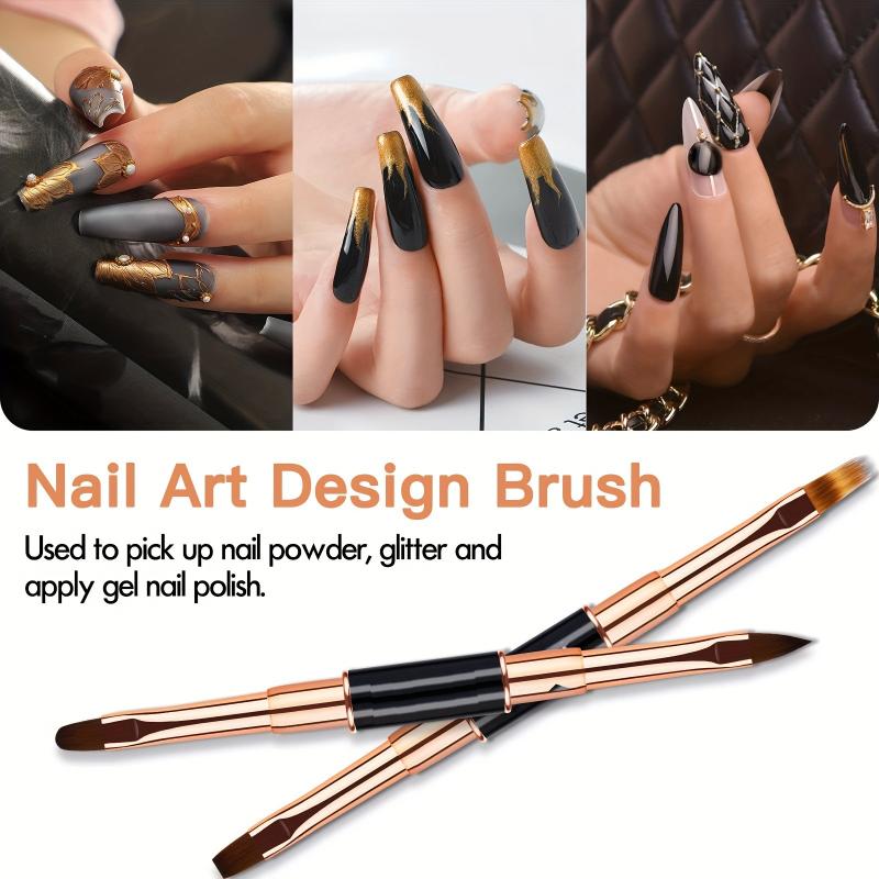 5 Pcs Double-Ended Nail Art Brushes Liner Detail Thin Brushes Nail Drawing Pen 3D Nail Art Decorations At Home Diy Manic