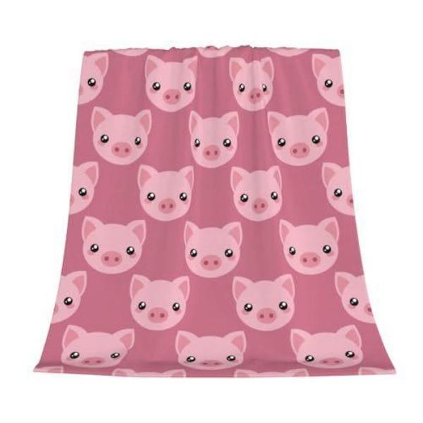 Cartoon Pig Print Flannel Blanket Sofa Nap Blanket Sheet Bedspread Blanket