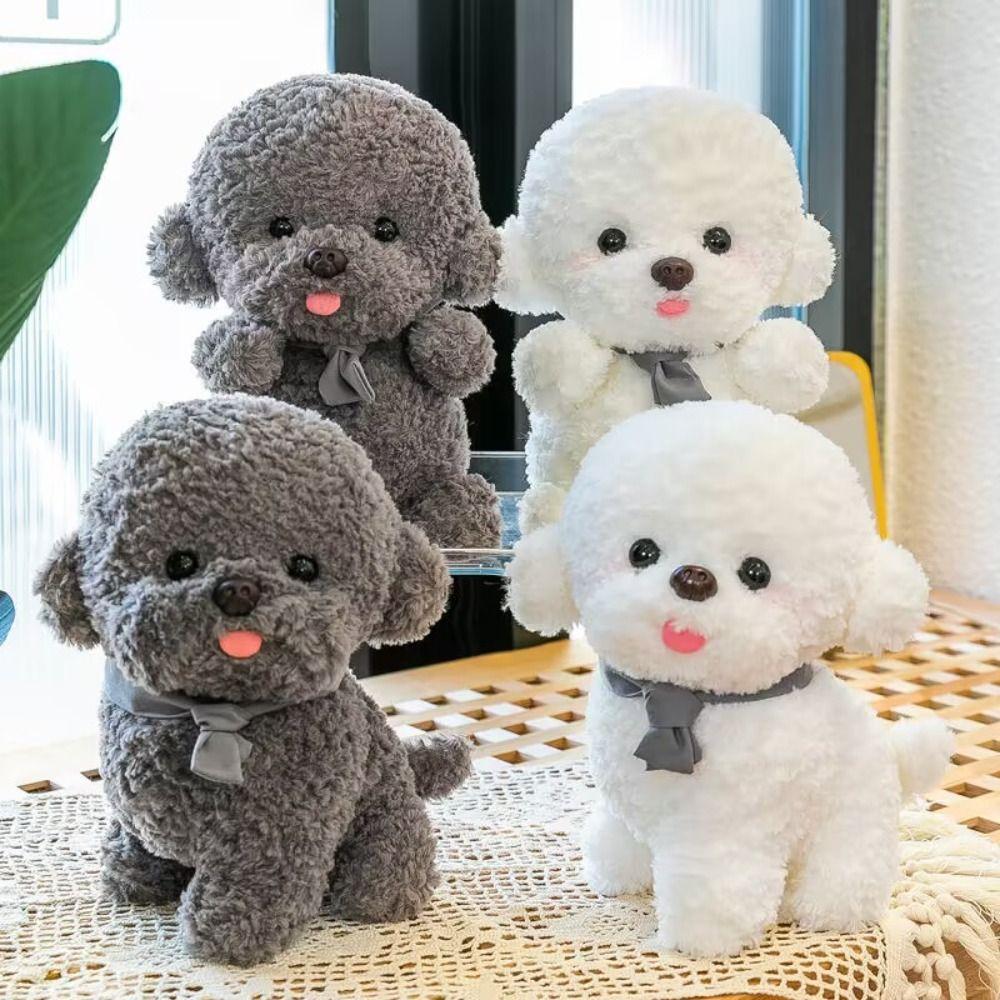 Stuffed Animal Plush Dog Toy Simulation Puppy Plushies Bichon Frise Plush  Xmas Birthday Gifts