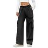 Women’s Loose Fit High Waist Cargo Pants with Multiple Pockets Elastic Waistband Drawstring Hem Casual Trousers for Daily Wear