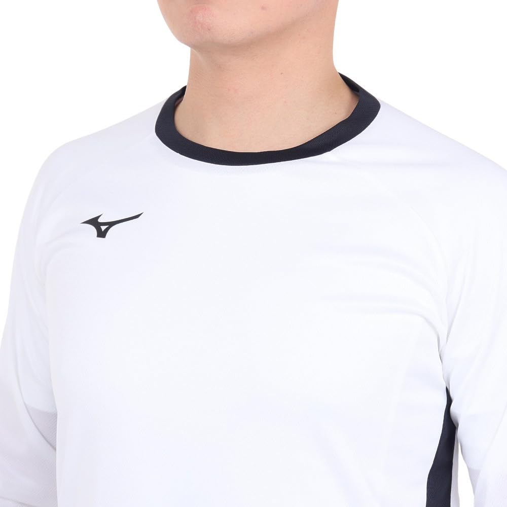 Mizuno Football Wear Long Sleeve Field Size S Shirt, Moisture-Wicking, Quick-Drying, White, (P2MAA505)