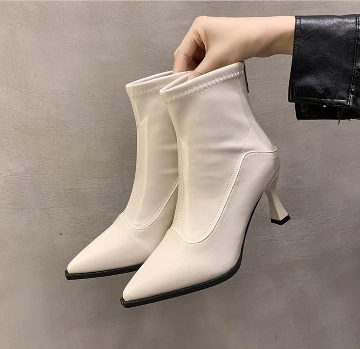 Fashion High Heels Ankle Women's Boots Pointed Toe Sexy Shoes for Women 2025 New Side Zip Classic Daily Boots Women Boots Botas Heels