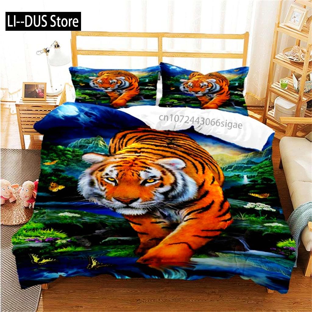 Comforter Tiger Soft Comforter Microfiber Animal Bedding Set Tiger Pattern For Room Decor Bedclothes Bedroom