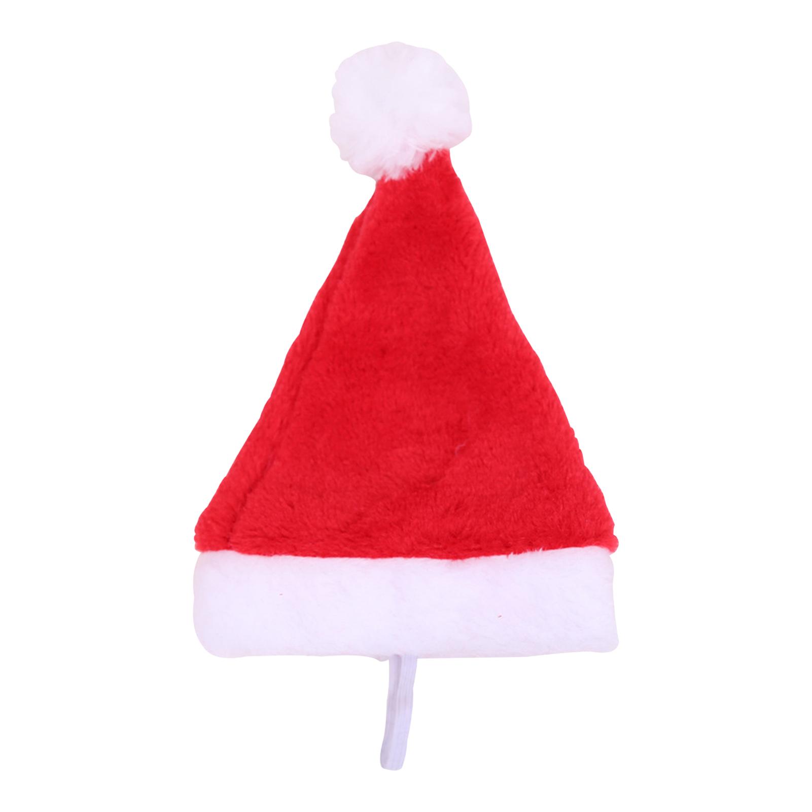 

Pet Christmas Hat Red Plush Dog Cat Holiday Headwear With Adjustable Strap Windproof Rope For Small Pets Festive Party Costume