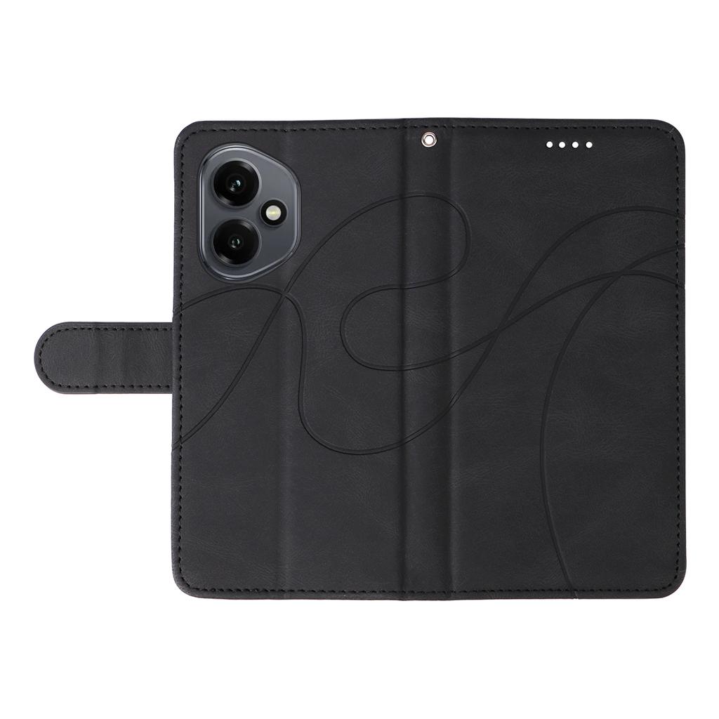 For Honor 400 5G (Global) Lommeboketui Skinn Telefondedeksel Stativ med Buet Linjedesign