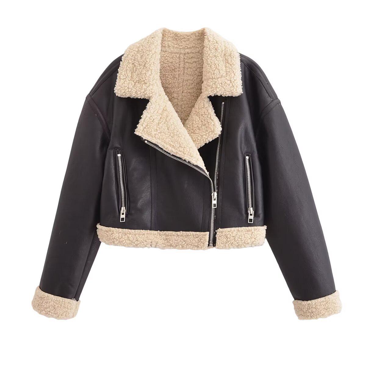 

European & American Style Women s Leather & Fur One-Piece Jacket Coat - Versatile New Fashion S