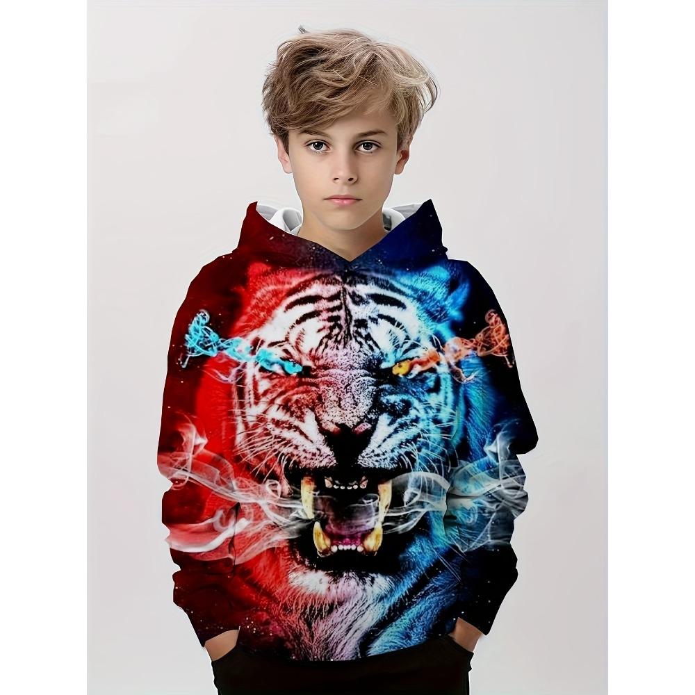 Kids Clothes Boys Hoodies Long Sleeve 3D Tigers Print Children Spring Fall Clothes Casual Outdoor Stylish Boy Girl Clothes Tops