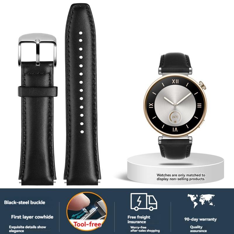 

For Huawei Watch GT4 strap Calfskin sports watch New Cowhide fashionable 41mm leather replacement wristband accessories 18mm For GT4 (41mm dial )