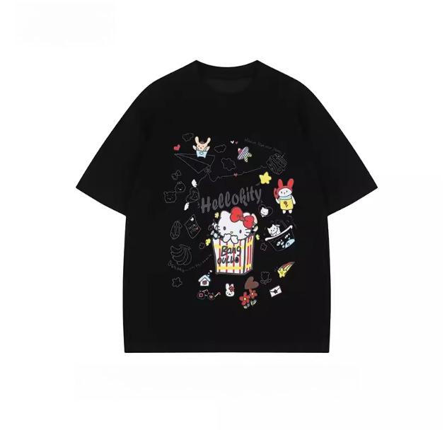 2026 Summer Comic Form Image 100 Cotton Printed Casual Tshirt Adult Children Parentchild Top Casual Wear