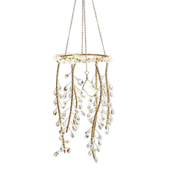 Cattura Sole Ramo di Salice Cristallo Finto Decorazione Esterna a Cascata di Perline Campanellino a Vento per Giardino Portico Patio Cortile Finestra